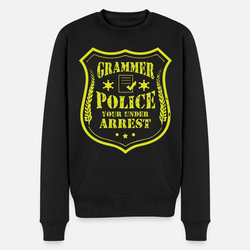 Grammatikpolizei - Englischlehrer - Männer Premium Bio Pullover - Schwarz
