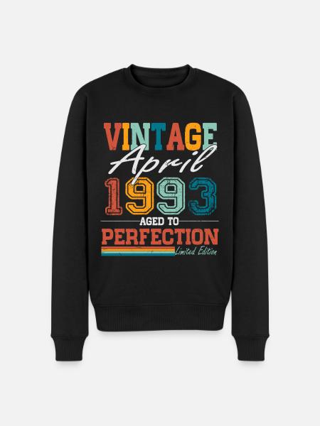 April 1993 Vintage vintage fødselsdagsgave - Økologisk premium-sweatshirt til mænd - sort