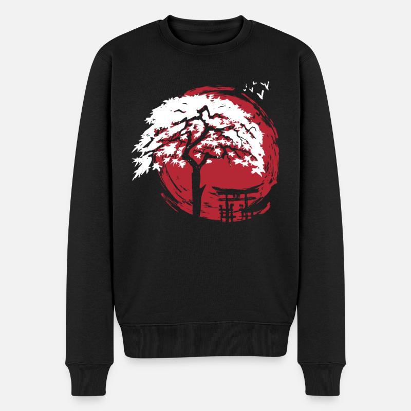 Japanischer Zwergahorn und Torbogen Torii - Männer Premium Bio Pullover - Schwarz