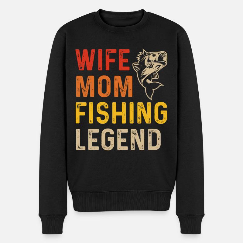 Ehefrau Mutter Anglerlegende - Männer Premium Bio Pullover - Schwarz