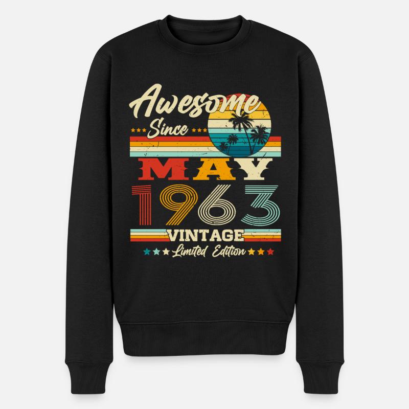 Mai 1963 Jahrgang Vintage Retro Geburtstag - Männer Premium Bio Pullover - Schwarz
