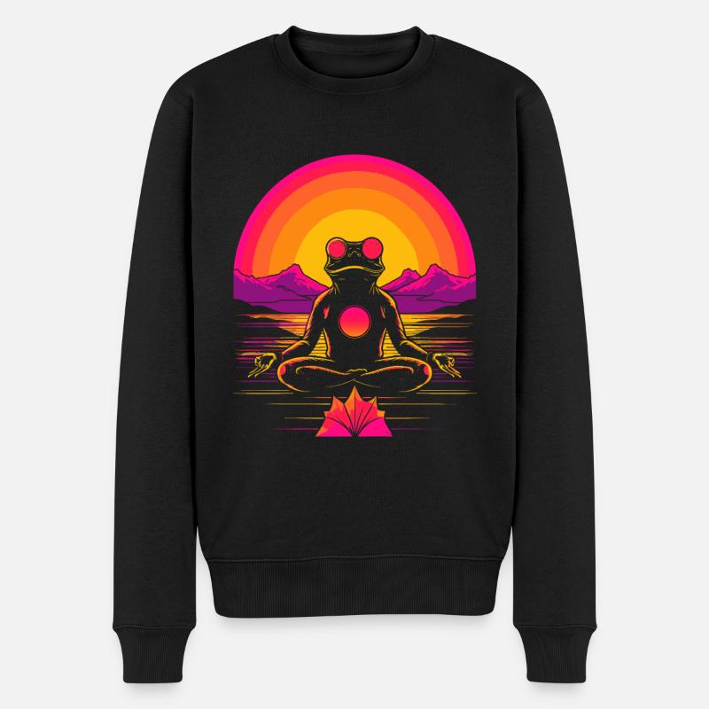 Synthwave Grenouille Vaporwave 80s - Pull Premium bio Homme - noir