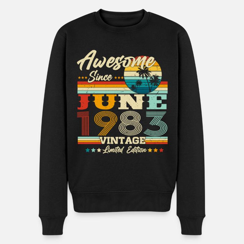 Juni 1983 Jahrgang Vintage Retro Geburtstag - Männer Premium Bio Pullover - Schwarz