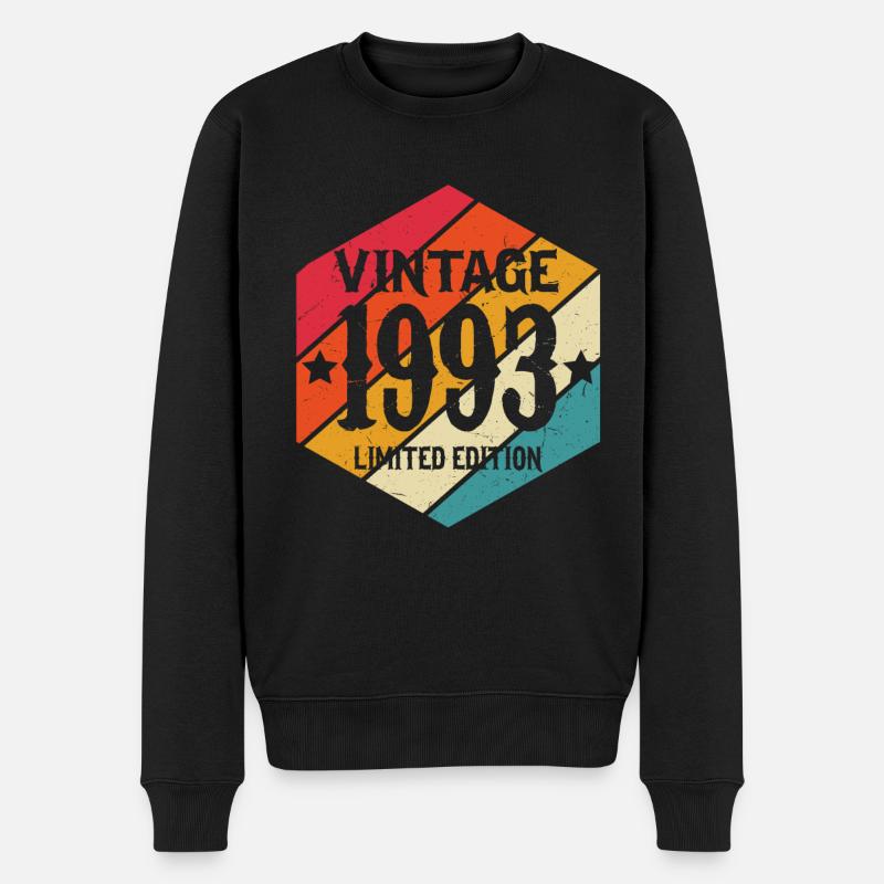 Jahrgang 1993 Vintage Retro Geburtstag Geschenk - Männer Premium Bio Pullover - Schwarz