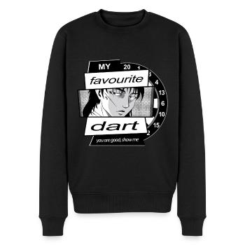 Dart Anime Motiv, Dartspieler + Anime Fans - Männer Premium Bio Pullover - Schwarz - Vorne - Nico (187cm)