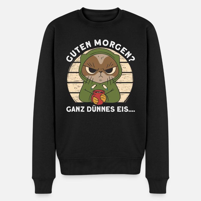 Guten Morgen Ganz Dünnes Eis - Männer Premium Bio Pullover - Schwarz