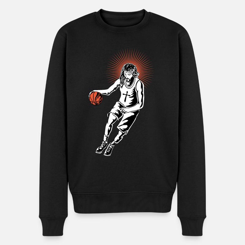 Jesus spielt Basketball - Männer Premium Bio Pullover - Schwarz