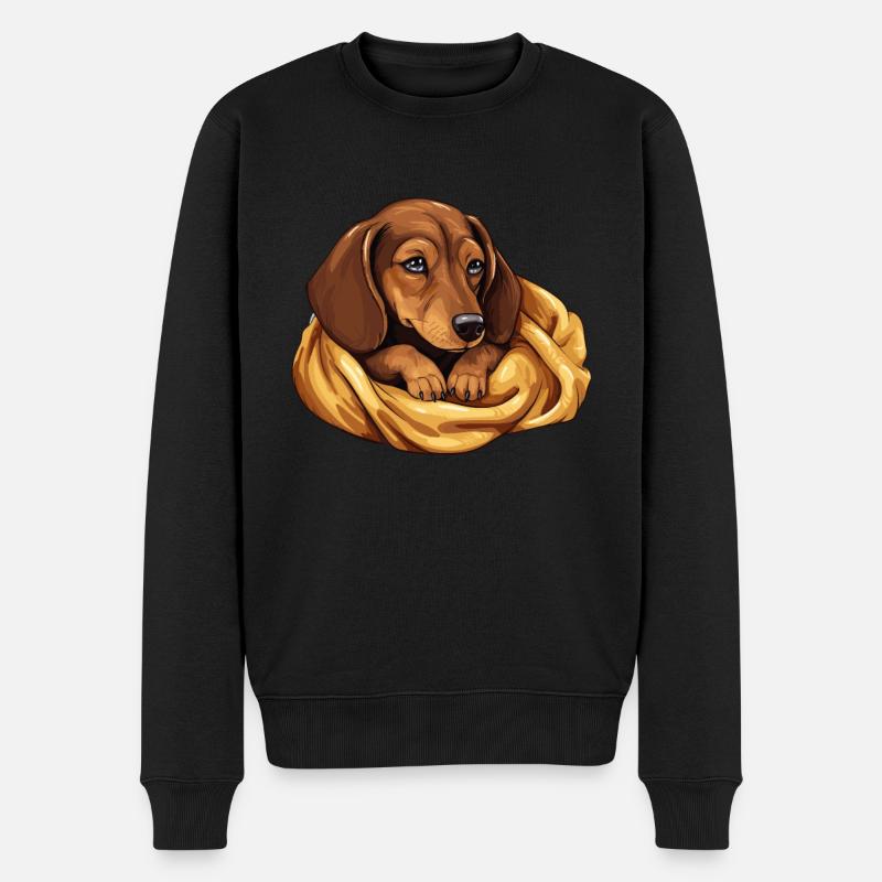 Teckel endormi Chien teckel - Pull Premium bio Homme - noir