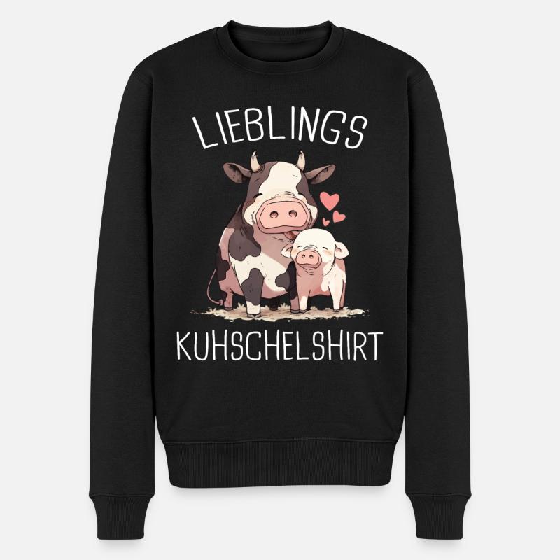 Kuh Kühe Bauer Landwirt Bauernhof Kalb Kälber Rind - Männer Premium Bio Pullover - Schwarz