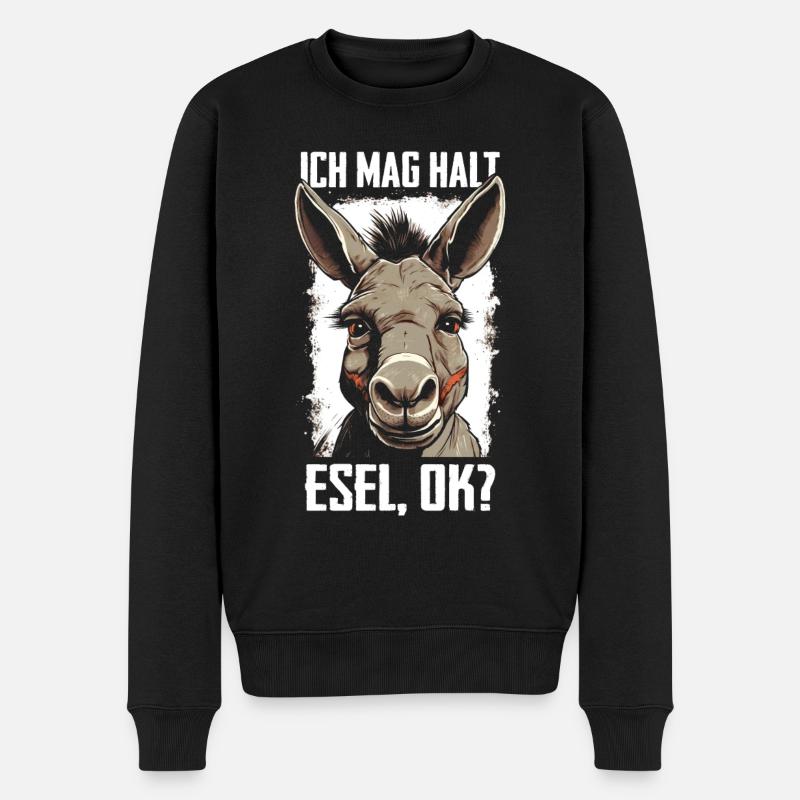 Esel Eselchen Maultier Muli - Männer Premium Bio Pullover - Schwarz