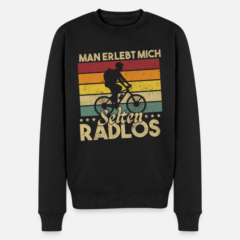 Radler Rennradfahrer Man Erlebt Mich Selten Radlos - Männer Premium Bio Pullover - Schwarz