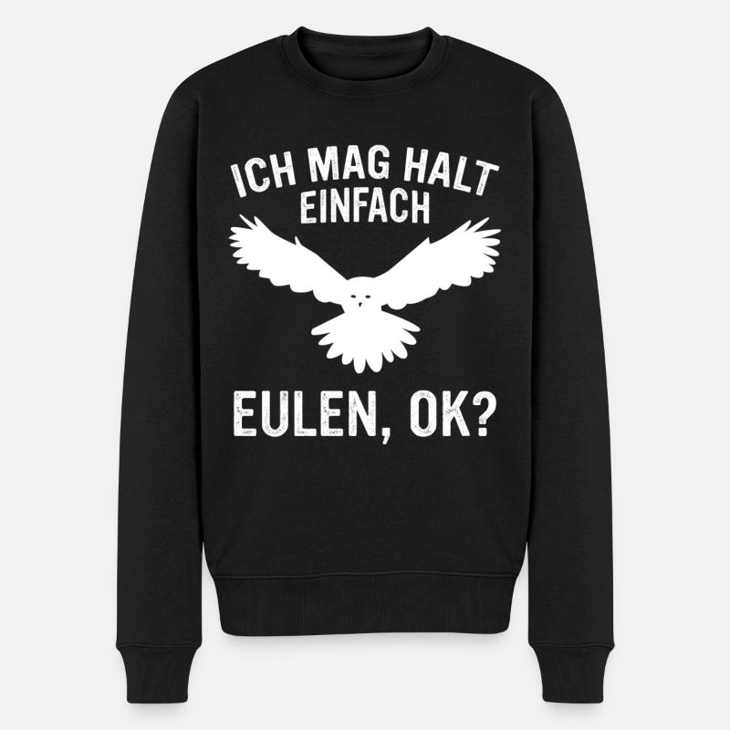 Nachteule Eule Eulen Vogel - Männer Premium Bio Pullover - Schwarz