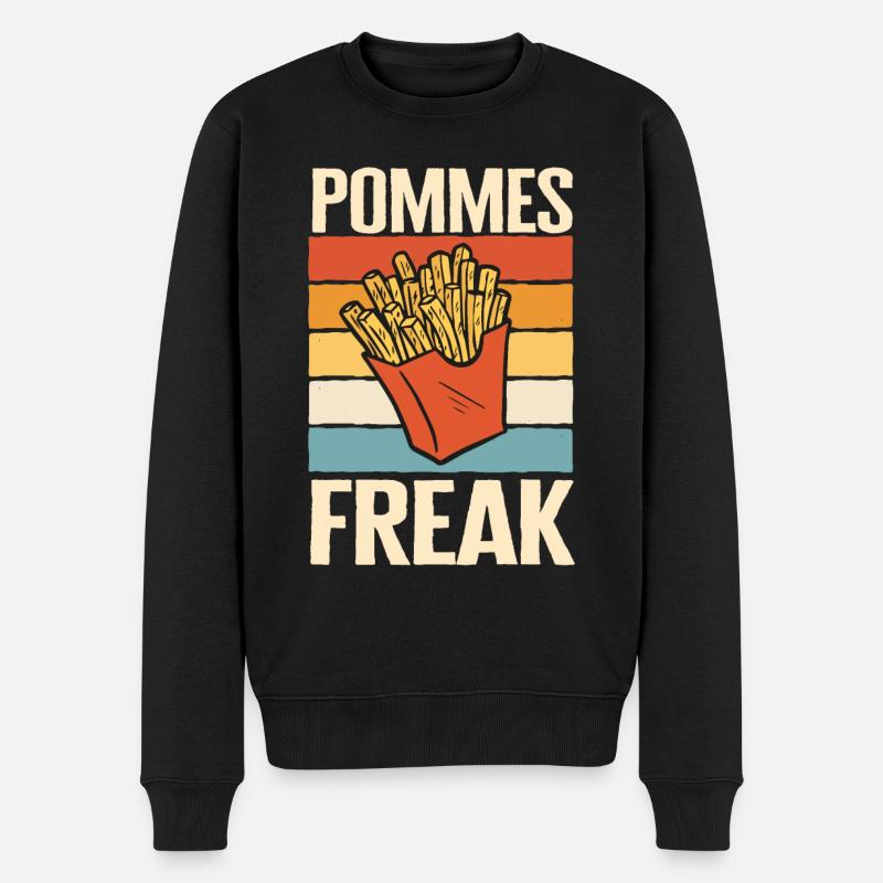 Pommes Frites Fritten Fast Food - Männer Premium Bio Pullover - Schwarz