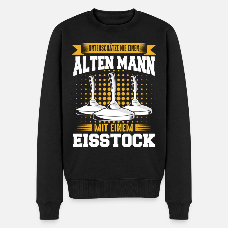 Stockschütze Eisstockschießen Eisstock - Männer Premium Bio Pullover - Schwarz