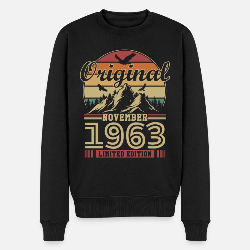 Original November 1963 Jahrgang Jubiläum 1963 - Männer Premium Bio Pullover - Schwarz