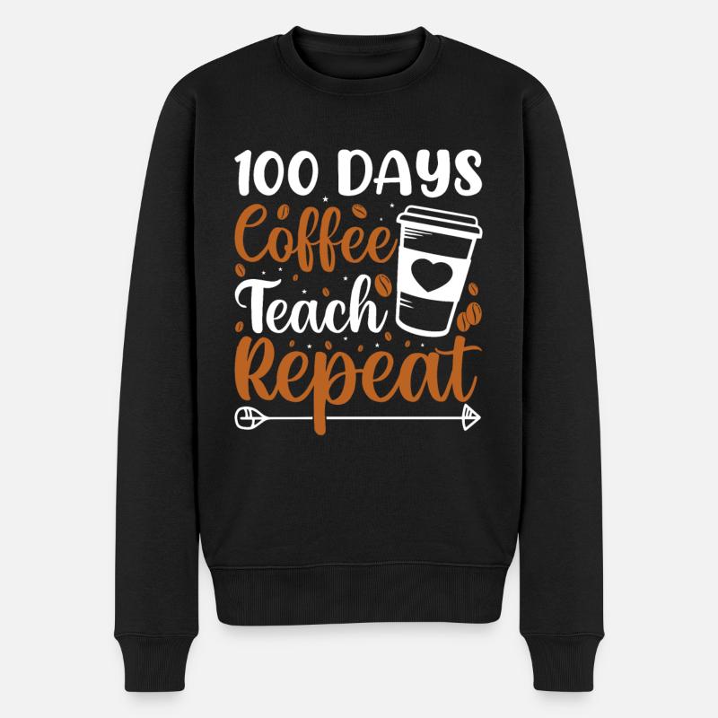 Kaffee Teach Repeat - Männer Premium Bio Pullover - Schwarz