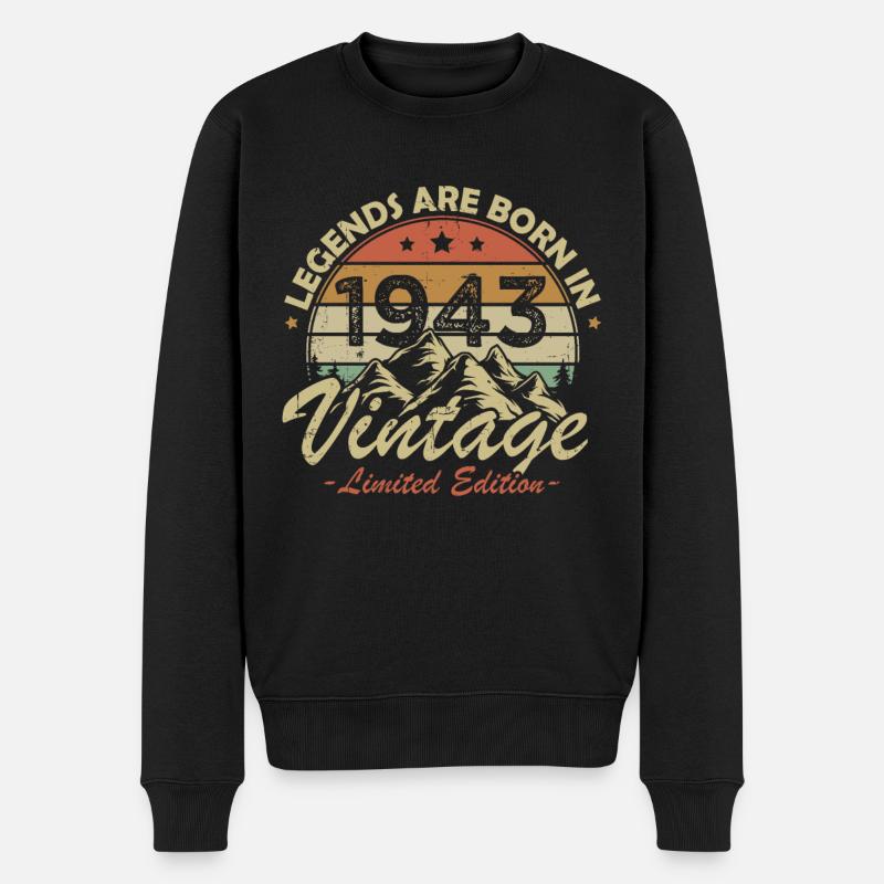 Die Legenden wurden 1943 geboren Vintage-Geschenk - Männer Premium Bio Pullover - Schwarz