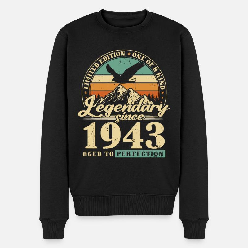 Legendär seit 1943 Vintage Geburtstagsgeschenk - Männer Premium Bio Pullover - Schwarz