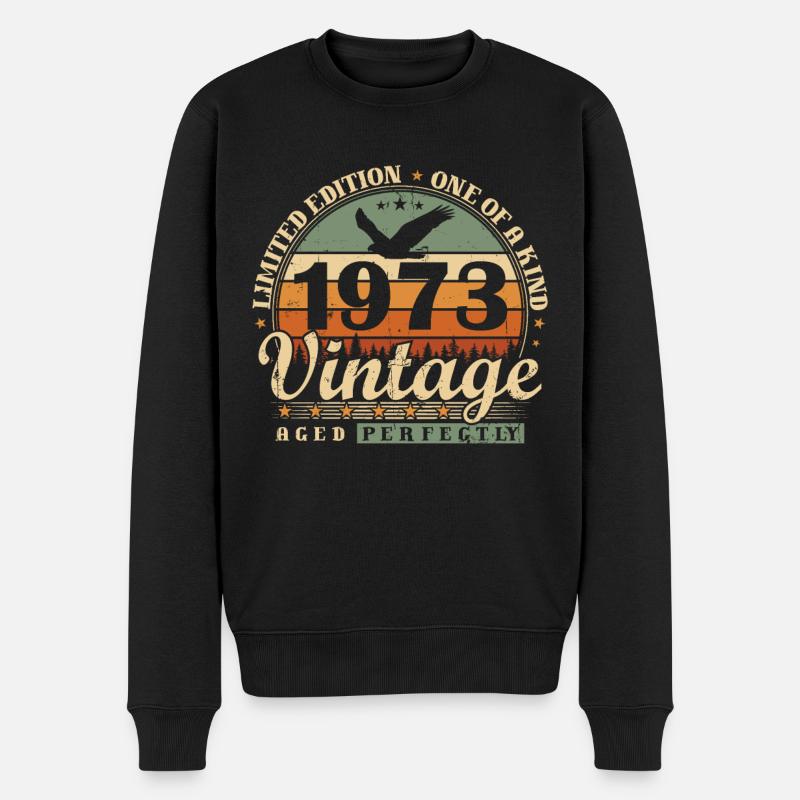 Geboren 1973 Vintage Geburtstag Geschenk - Männer Premium Bio Pullover - Schwarz