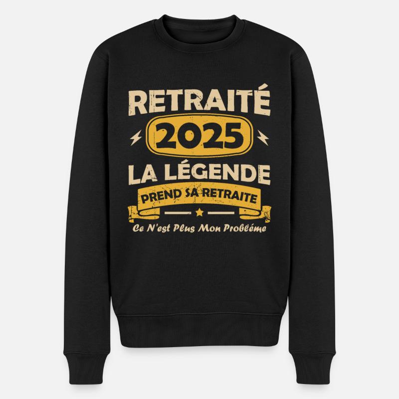 Humour Cadeau Retraité 2025 - Pull Premium bio Homme - noir