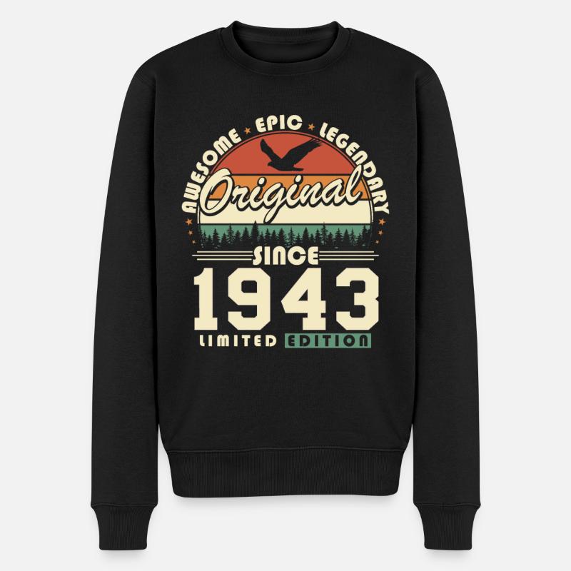 Original 1943 Vintage Jahrgang Geburtstag Geschenk - Männer Premium Bio Pullover - Schwarz