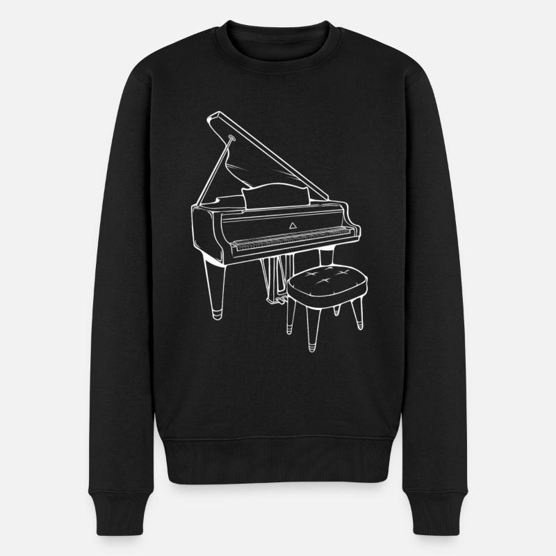 Ein Klavier mit dem Stuhl Piano Musikinstrument - Männer Premium Bio Pullover - Schwarz