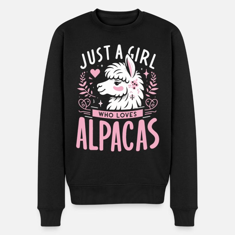 Alpaka Llama - Männer Premium Bio Pullover - Schwarz