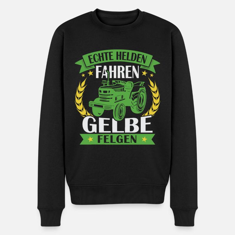Echte helden fahren gelbe felgen - Männer Premium Bio Pullover - Schwarz