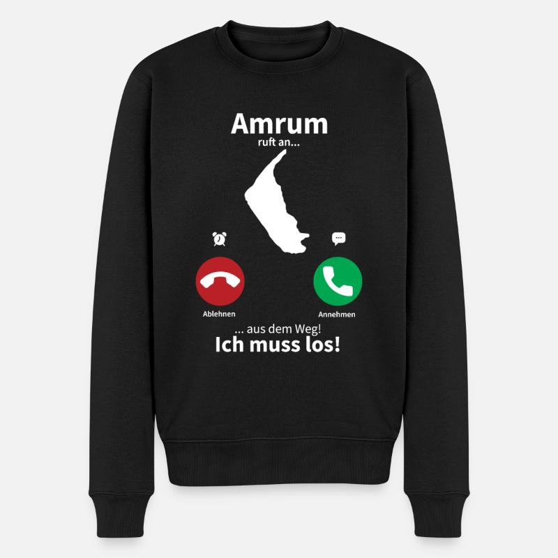 Amrum ruft an... - Männer Premium Bio Pullover - Schwarz