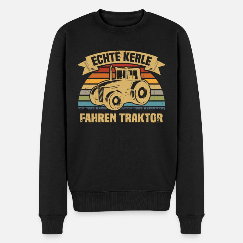 Echte Kerle fahren Traktor - Männer Premium Bio Pullover - Schwarz