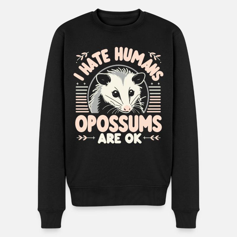 Opossum Possum Tier - Männer Premium Bio Pullover - Schwarz