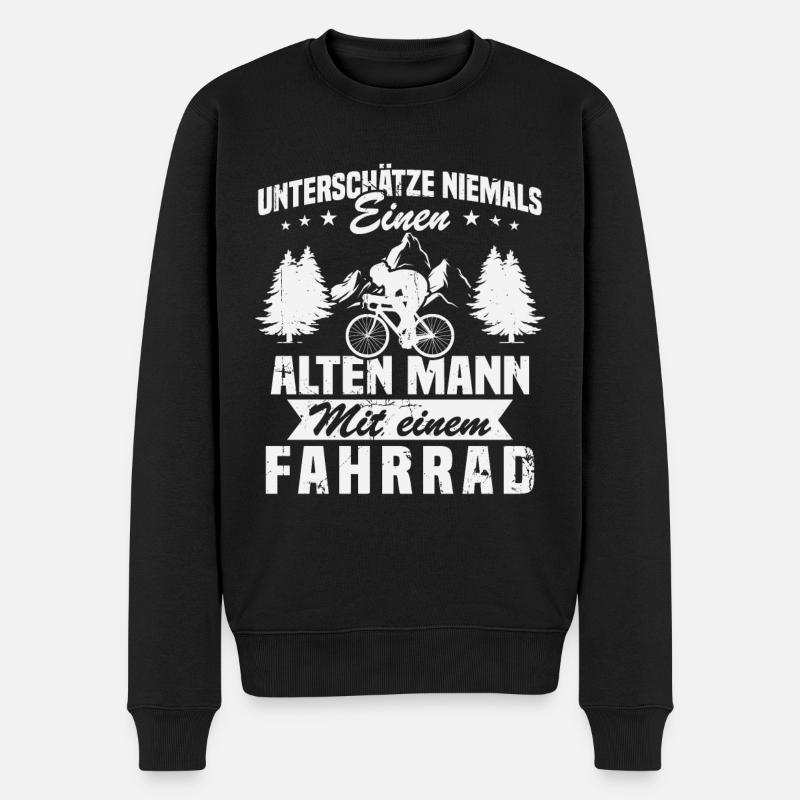 Unterschätze niemals einen alten Mann Mit Fahrrad - Männer Premium Bio Pullover - Schwarz