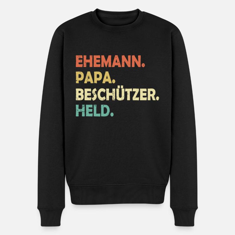 Ehemann Papa Beschützer Held - Männer Premium Bio Pullover - Schwarz