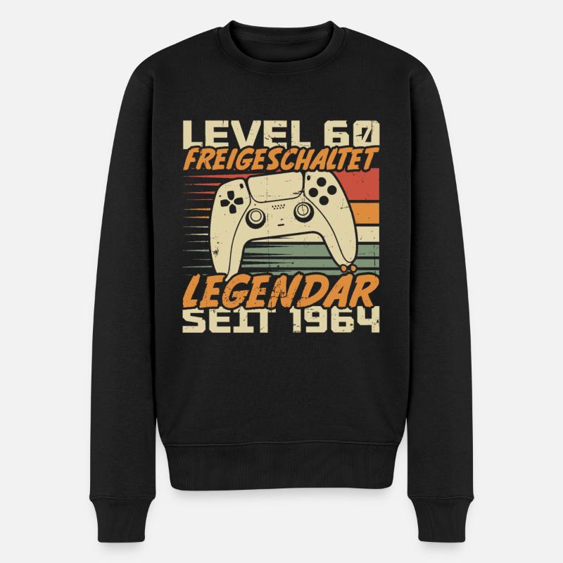 Level 60 freigeschaltet Legendär seit 1964 - Männer Premium Bio Pullover - Schwarz