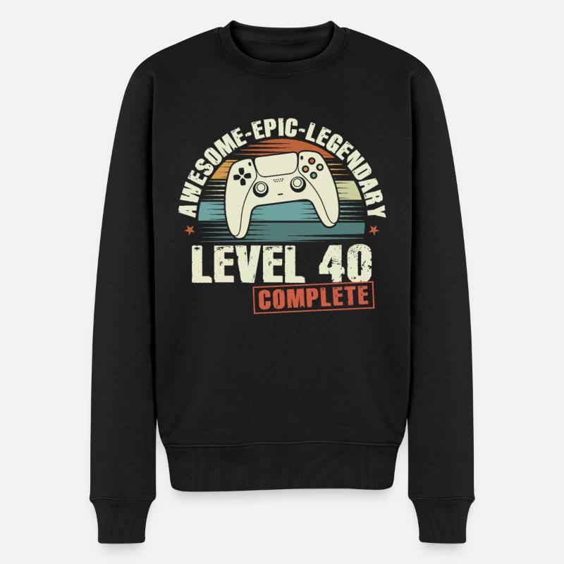 Level 40 Schließe Geschenk zum 40. Geburtstag - Männer Premium Bio Pullover - Schwarz