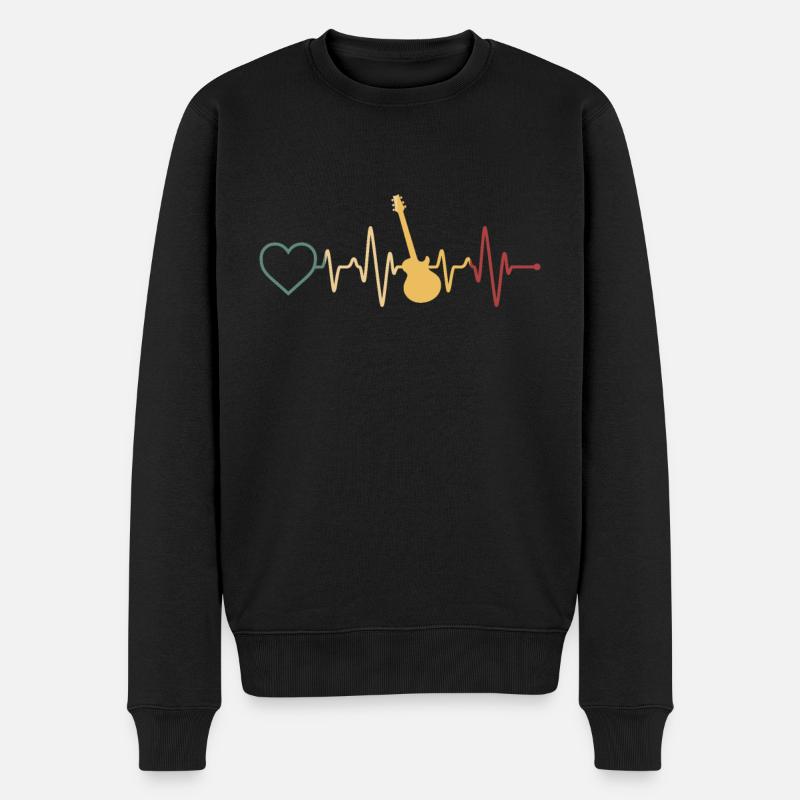 Gitarre Herzschlag - Männer Premium Bio Pullover - Schwarz