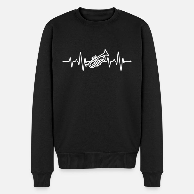 Trompete Herzschlag - Männer Premium Bio Pullover - Schwarz