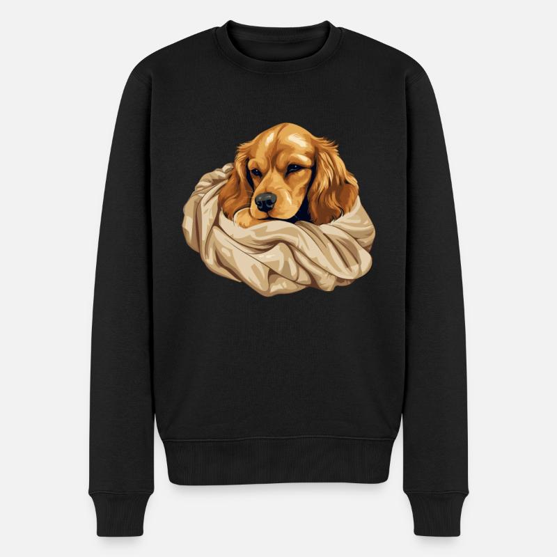 Chiot Chien Mignon Cocker Épagneul - Pull Premium bio Homme - noir