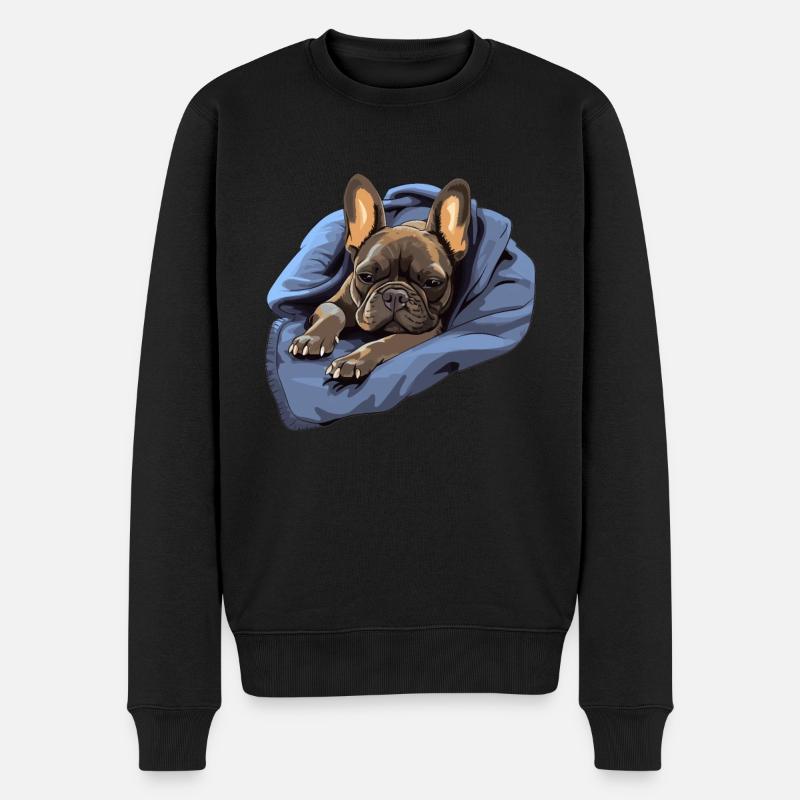 chiot chien mignon bouledogue français - Pull Premium bio Homme - noir