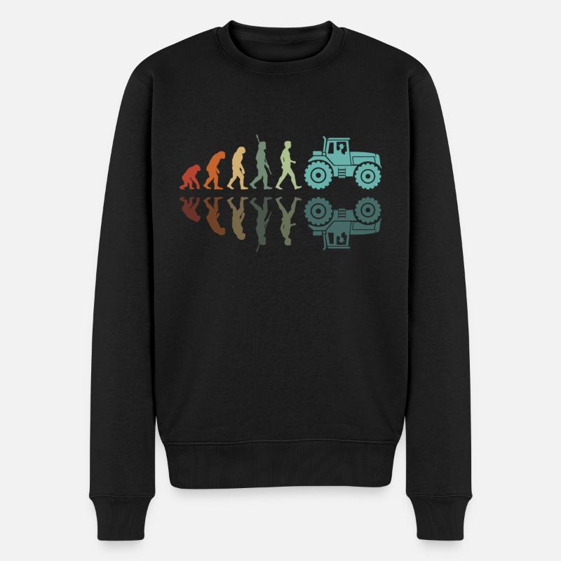 Evolution des Traktors - Männer Premium Bio Pullover - Schwarz