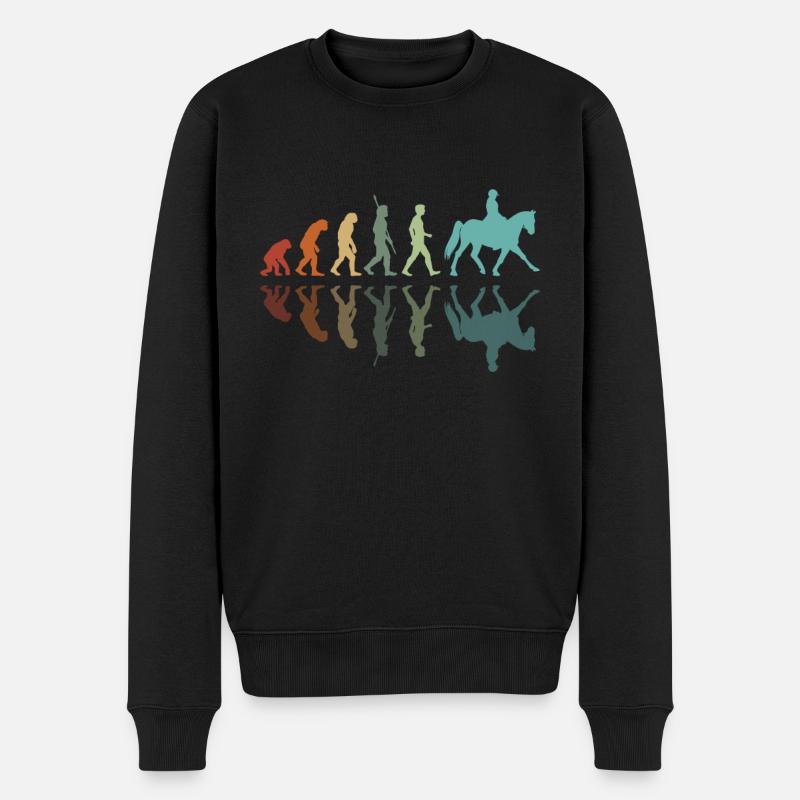 Evolution Reiten - Männer Premium Bio Pullover - Schwarz