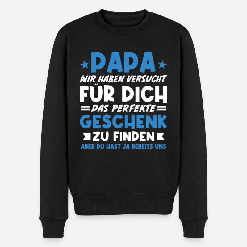 Papa Vater Dad Geschenk Geburtstag und Weihnachten - Männer Premium Bio Pullover - Schwarz