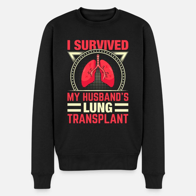 Lungentransplantation meines Mannes - Männer Premium Bio Pullover - Schwarz