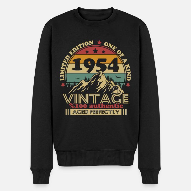 Vintage Geboren 1954 Jahrgang Geburtstag Retro - Männer Premium Bio Pullover - Schwarz