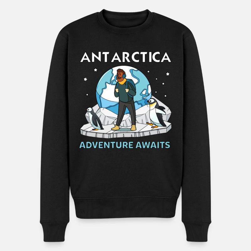 Antarktis Abenteuer Wartet Pinguine Camper - Männer Premium Bio Pullover - Schwarz