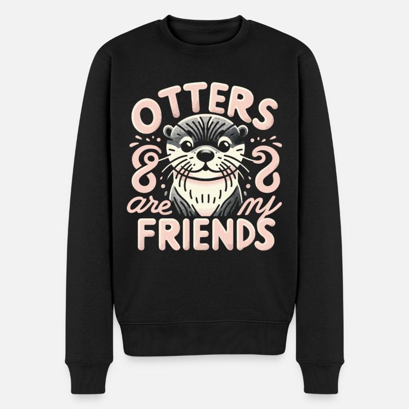 Otter Seeotter - Männer Premium Bio Pullover - Schwarz