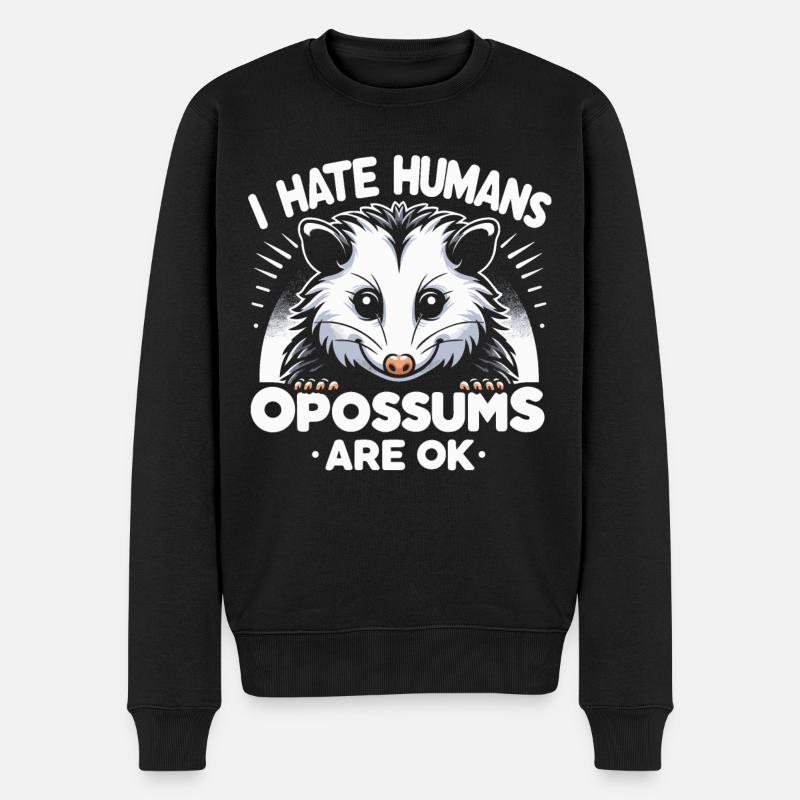 Opossum Possum Tier - Männer Premium Bio Pullover - Schwarz