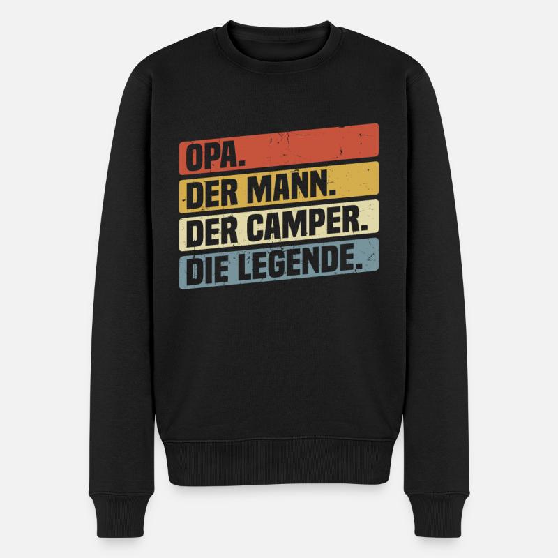Opa der mann der camper die legende - Männer Premium Bio Pullover - Schwarz