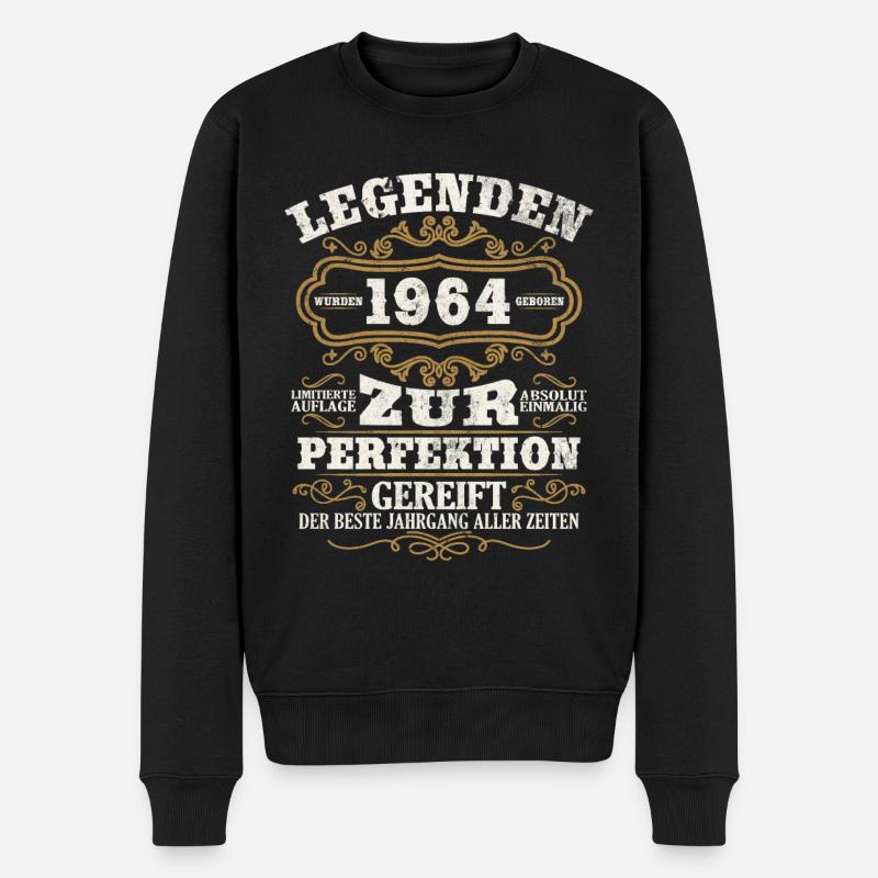 Legenden 1964 Jahrgang Geschenk Geburtstag - Männer Premium Bio Pullover - Schwarz