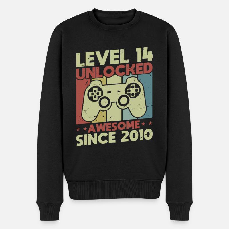 Level 14 freigeschaltet - Männer Premium Bio Pullover - Schwarz